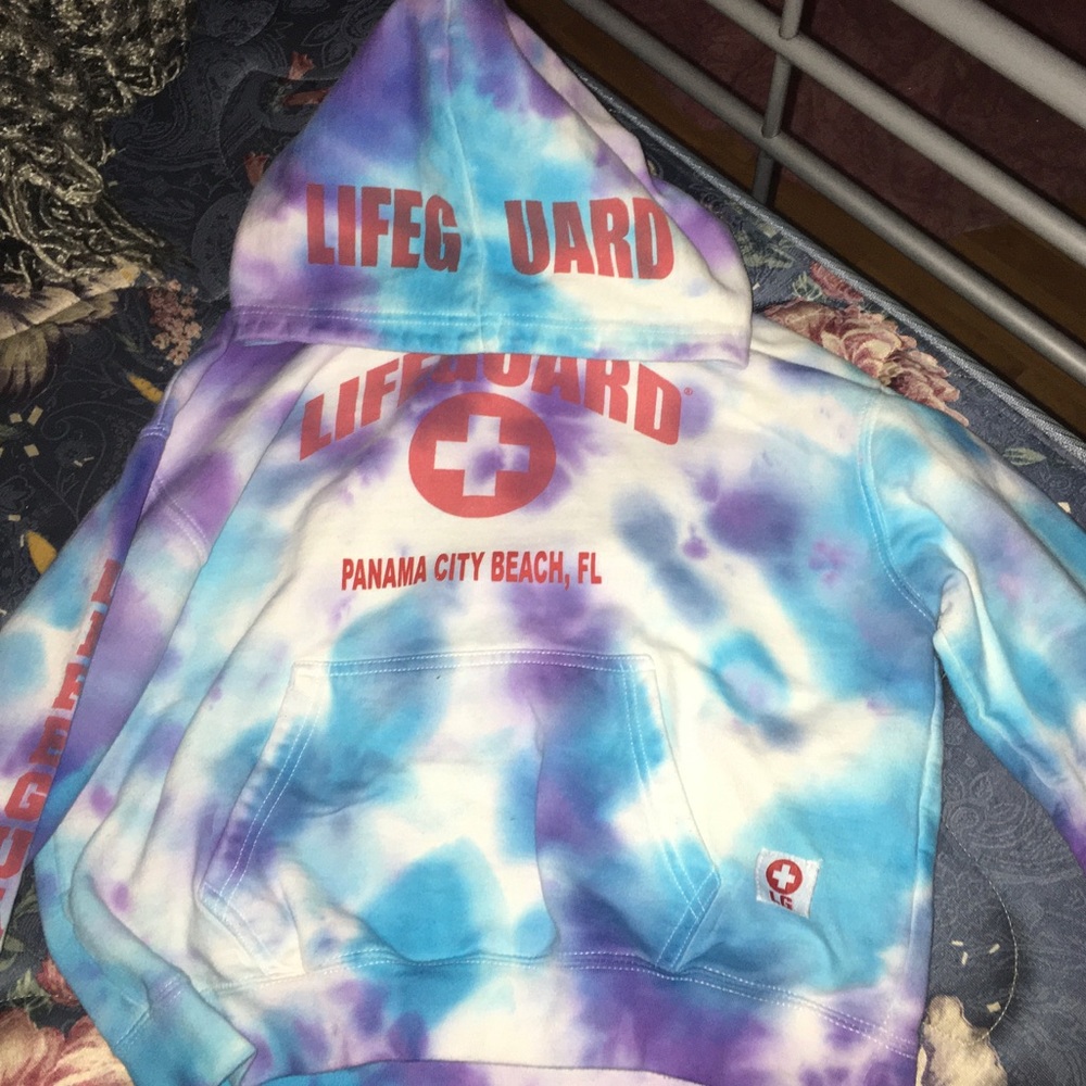 tie-dyed girls youth large lifeguard hoodie